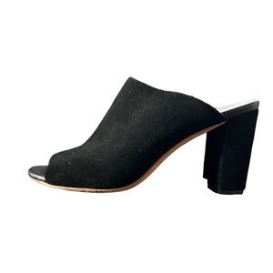 Charlotte Stone Suede Black Open Toe Mule